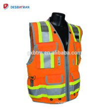 Cheap Orange 3m Engineer Woven Hi Vis chaleco de seguridad / reflexivo topógrafo chaqueta con bolsillo